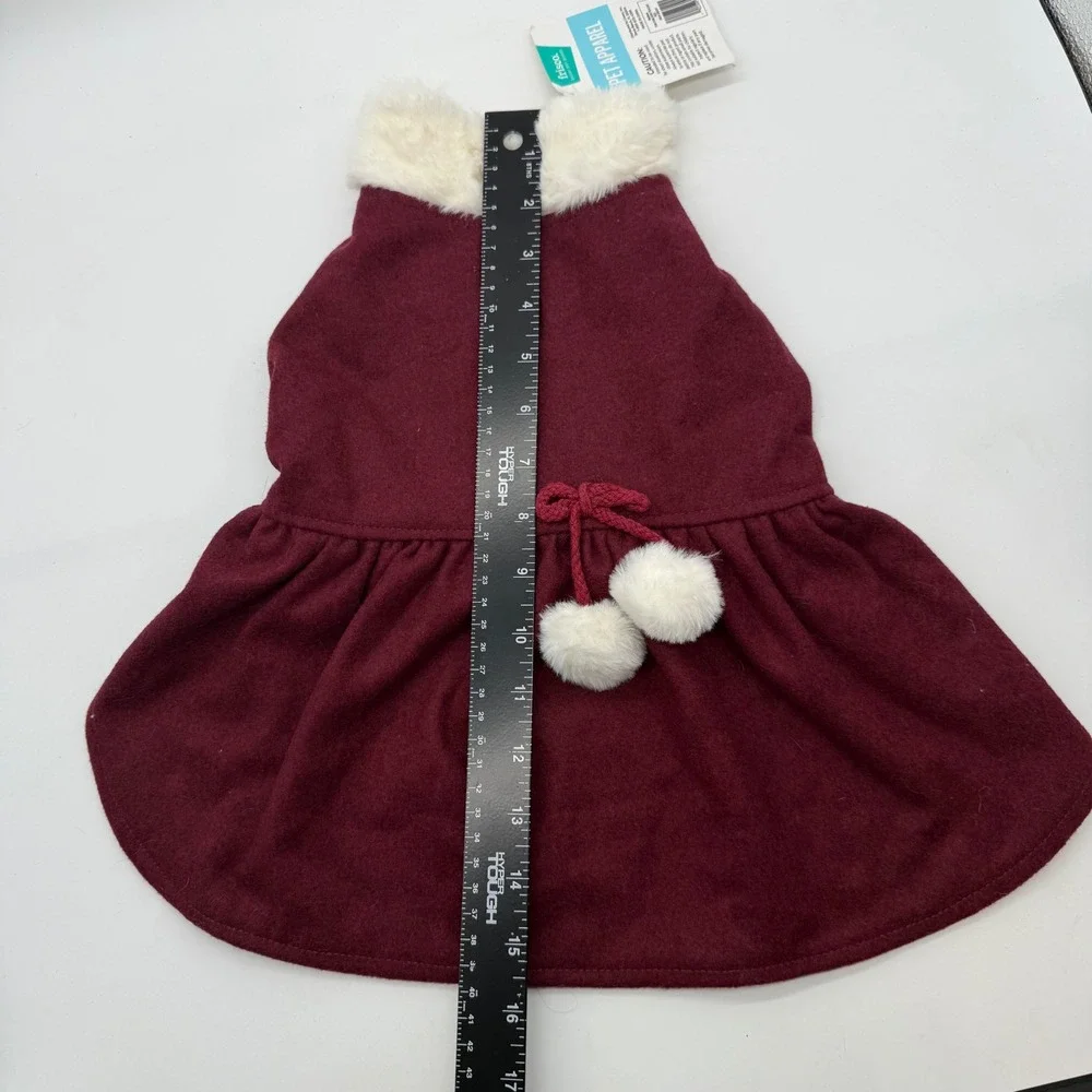 Frisco Red Pom Pom Bow Peacoat Dog Coat Pet Apparel Winter Warm‎ Clothes Medium